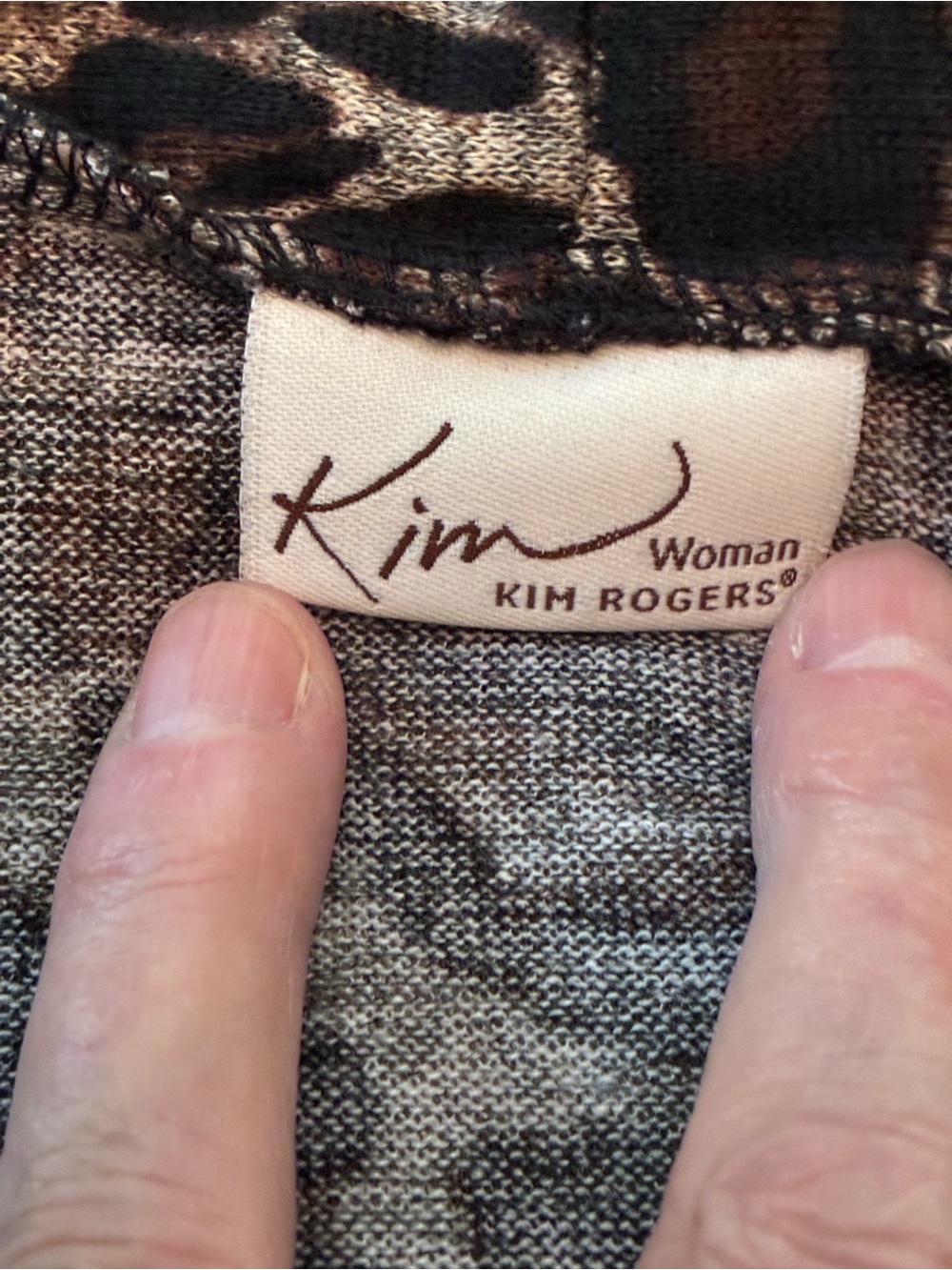 Kim Rogers Brown and Black Leopard Print Cardigan with Black Tank Attached - Picture 2 of 7